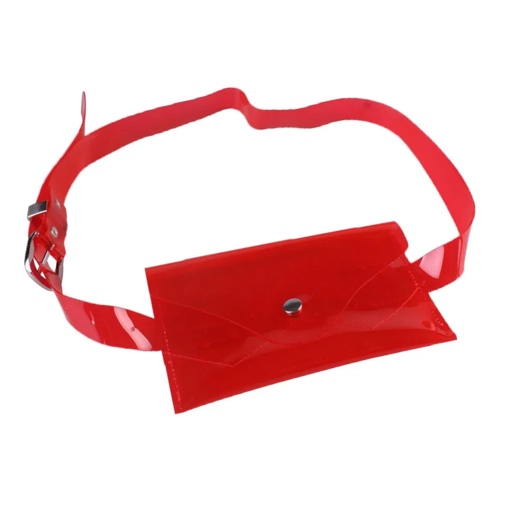 1 Piece Women Fashion Translucent Candy-colored Waist Bag Belt Bag Red