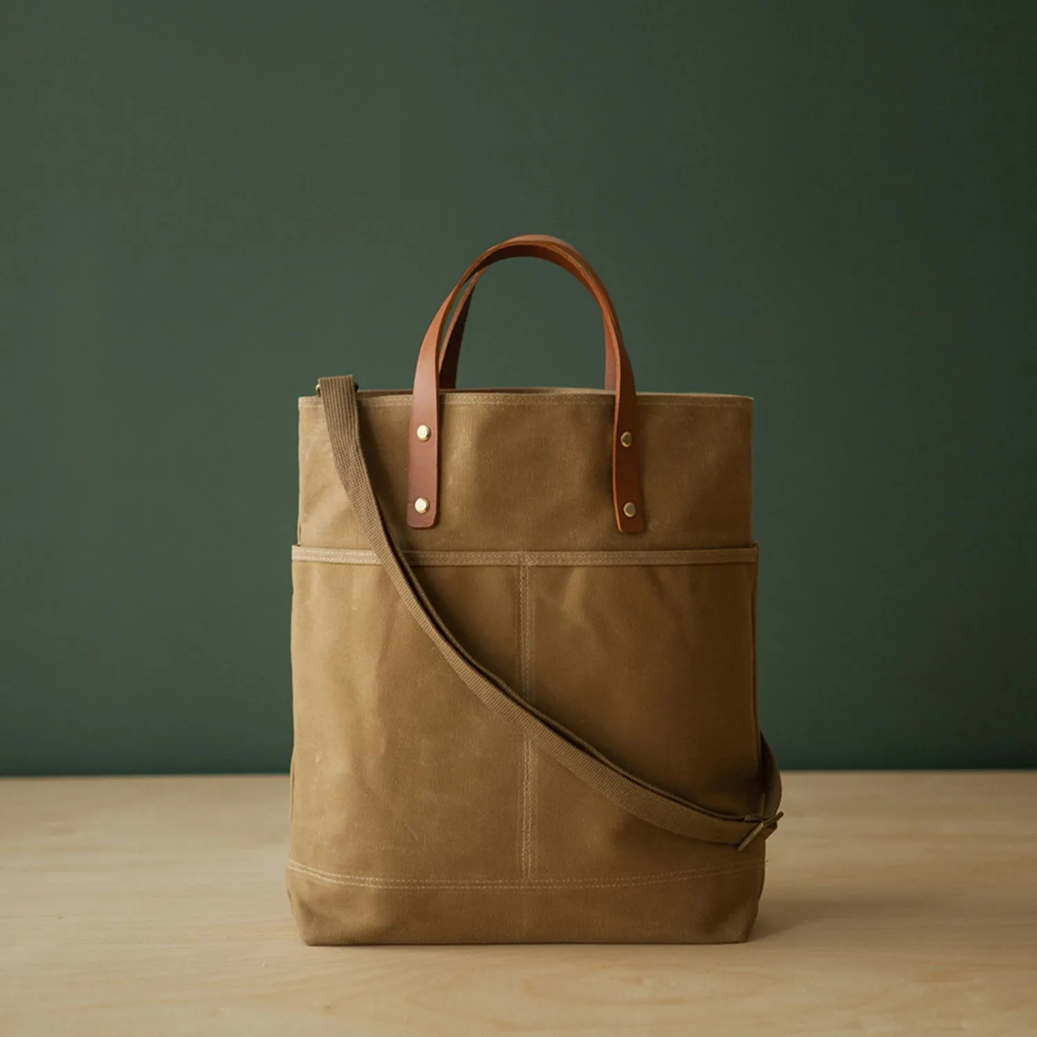 2 Way Tote Waxed Canvas Kraft