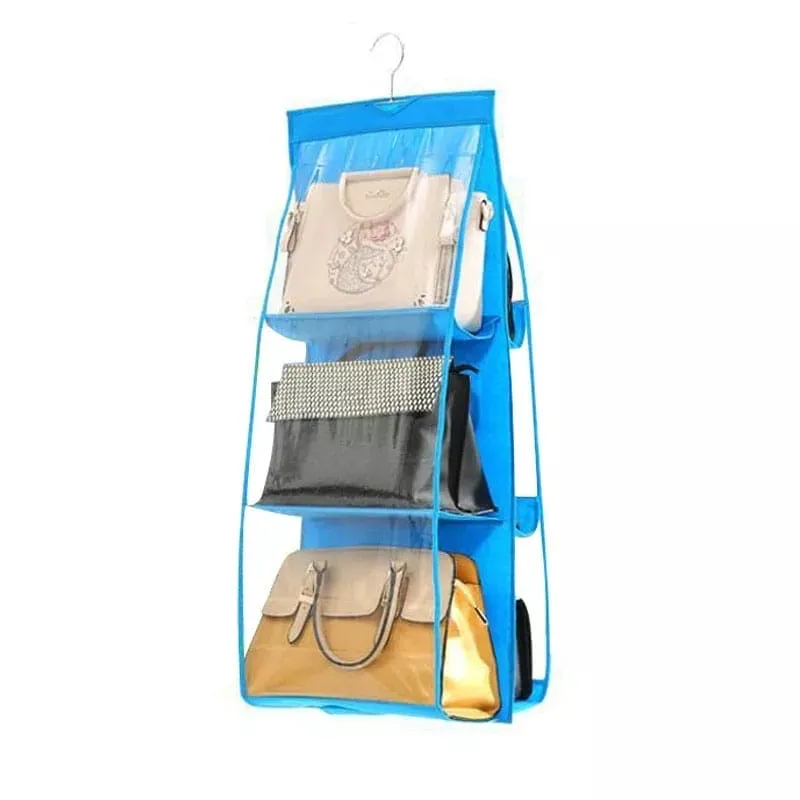 6 Pocket Purse Organizer, Dust-Proof Storage Bag Holder, Hanging Handbag Organizer, Purse Organizer