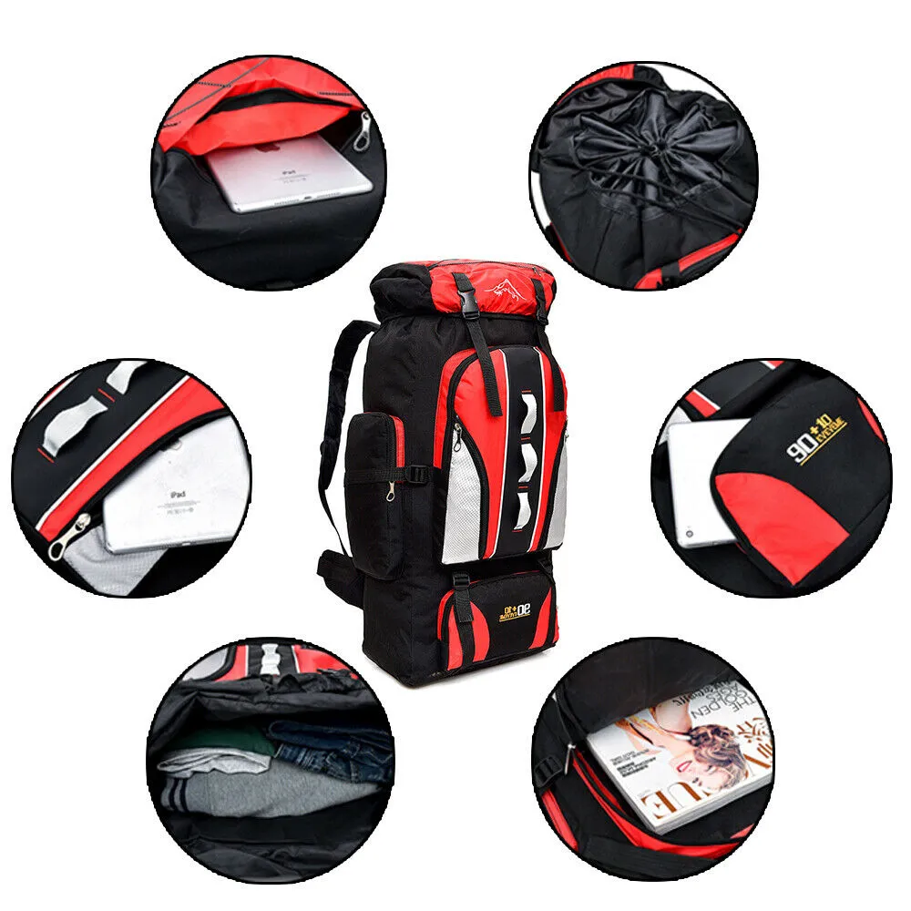 80L/100L Outdoor Hiking Backpack Camping Waterproof Shoulder Travel Bag