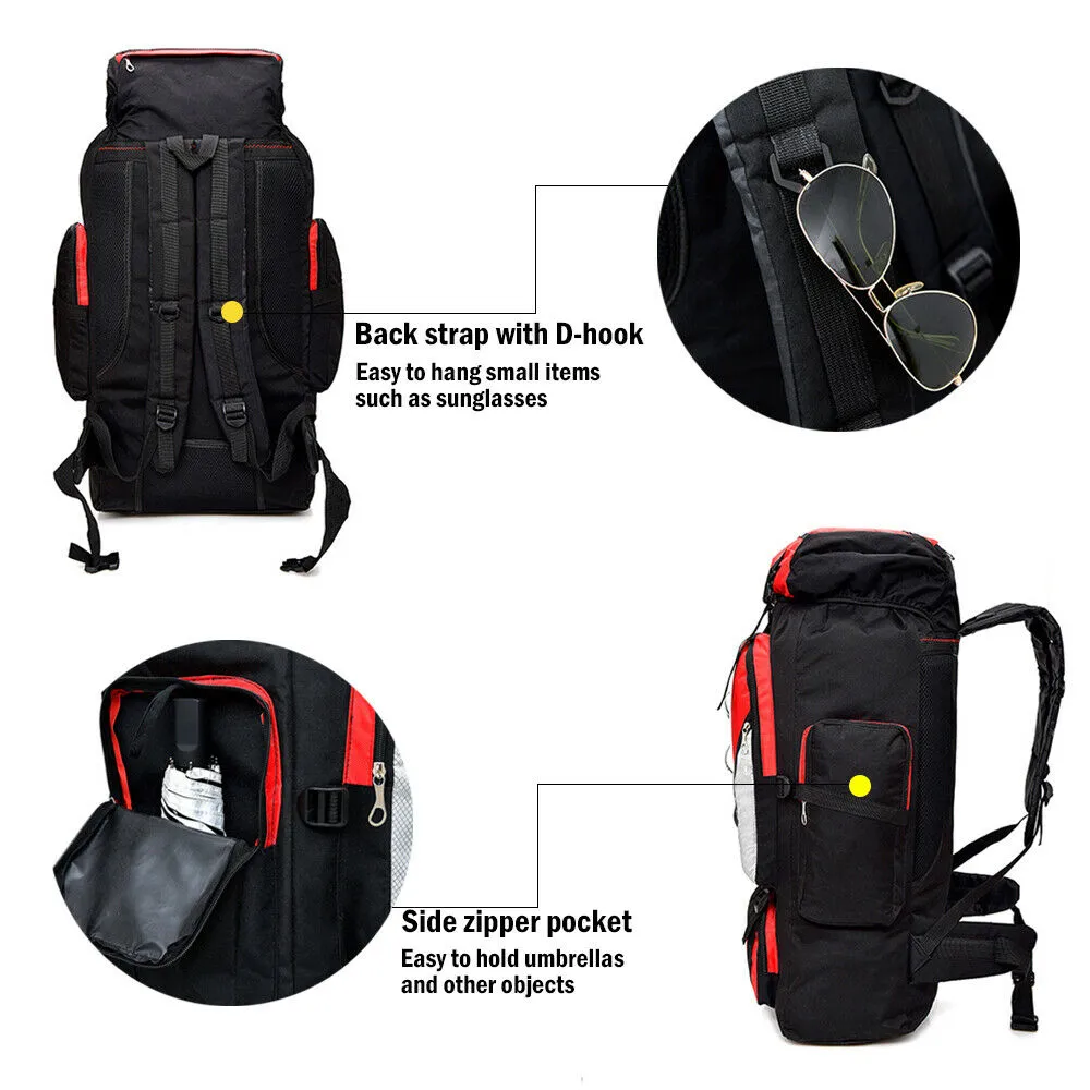 80L/100L Outdoor Hiking Backpack Camping Waterproof Shoulder Travel Bag