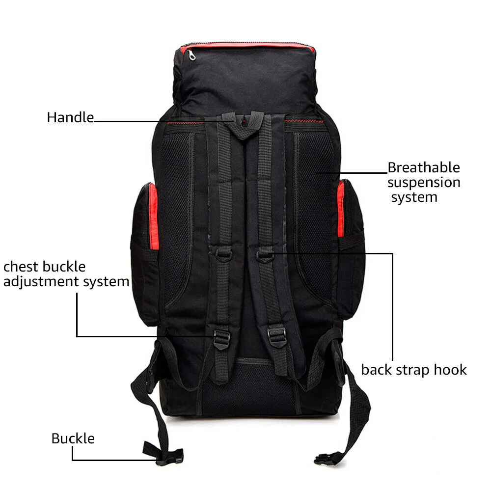 80L/100L Outdoor Hiking Backpack Camping Waterproof Shoulder Travel Bag