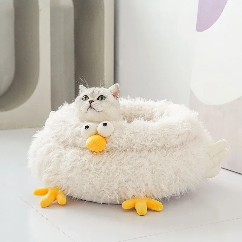 Adorable Plush Chick Cat Bed