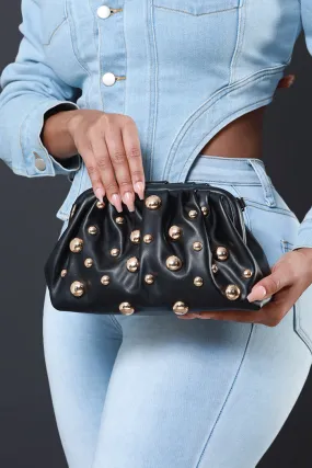 All Eyes Here Studded Crossbody Clutch - Black