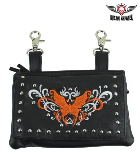 All Naked Cowhide Leather Orange Butterfly Belt Bag