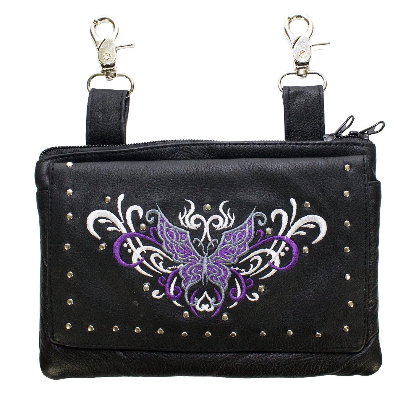 All Naked Cowhide Leather Purple Butterfly Belt Bag