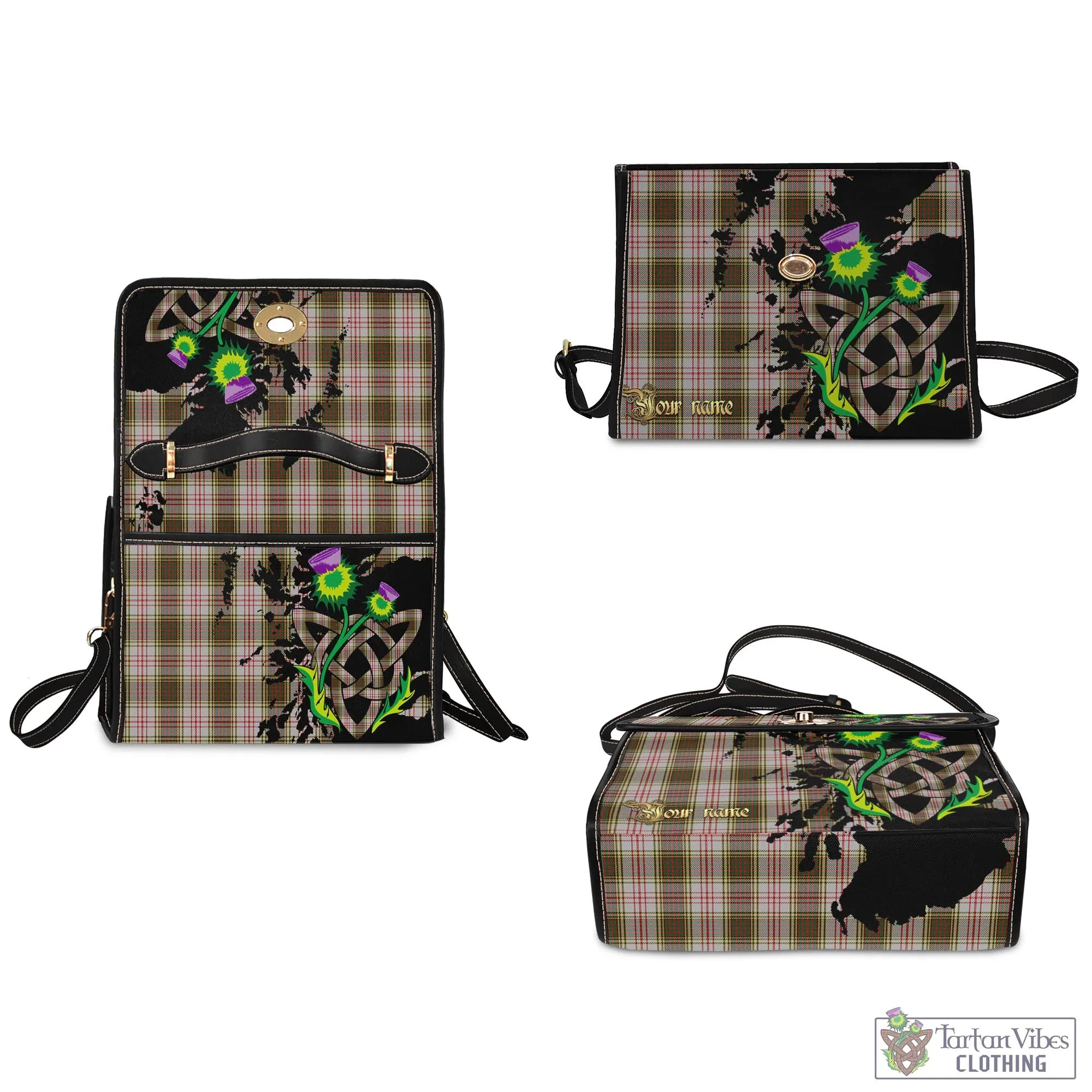 Anderson Dress Tartan Waterproof Canvas Bag with Scotland Map and Thistle Celtic Accents