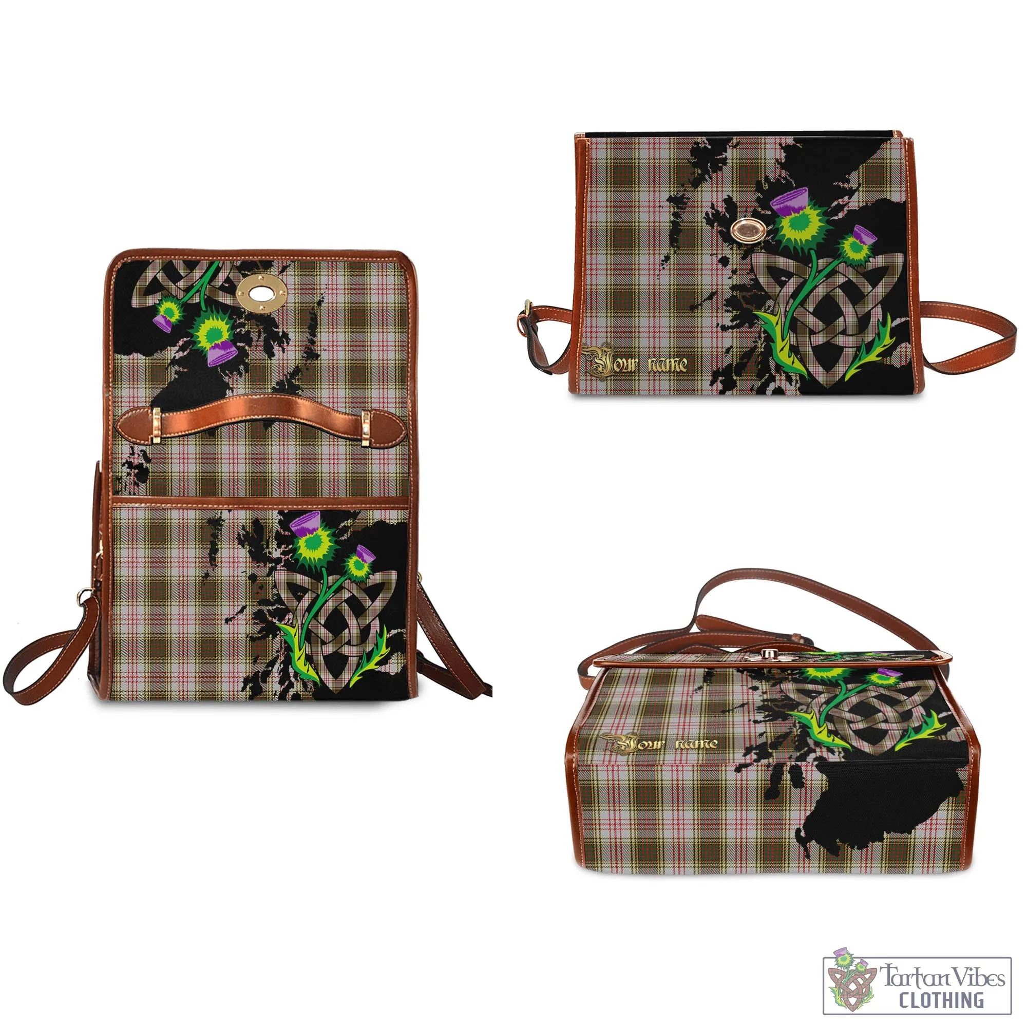 Anderson Dress Tartan Waterproof Canvas Bag with Scotland Map and Thistle Celtic Accents