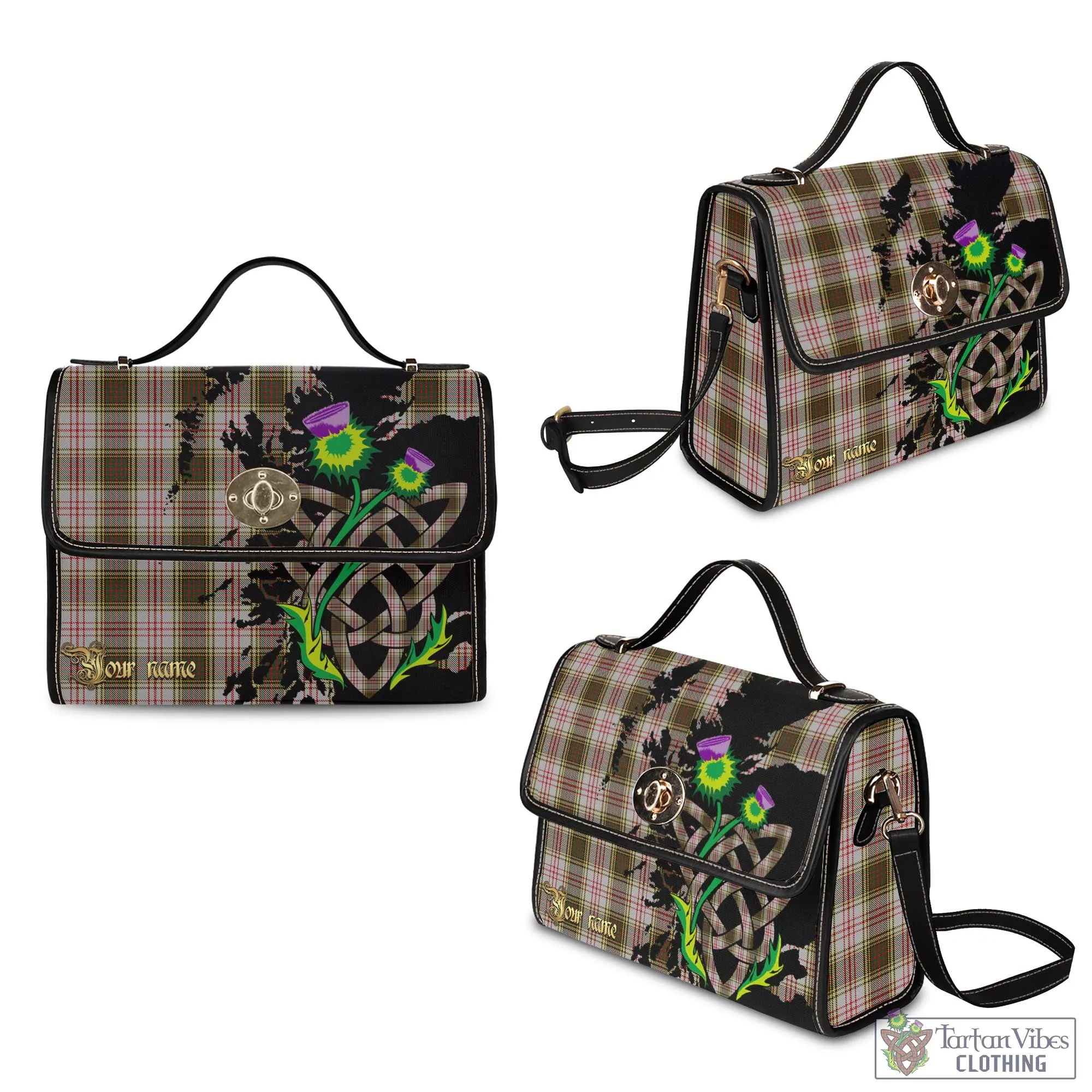 Anderson Dress Tartan Waterproof Canvas Bag with Scotland Map and Thistle Celtic Accents