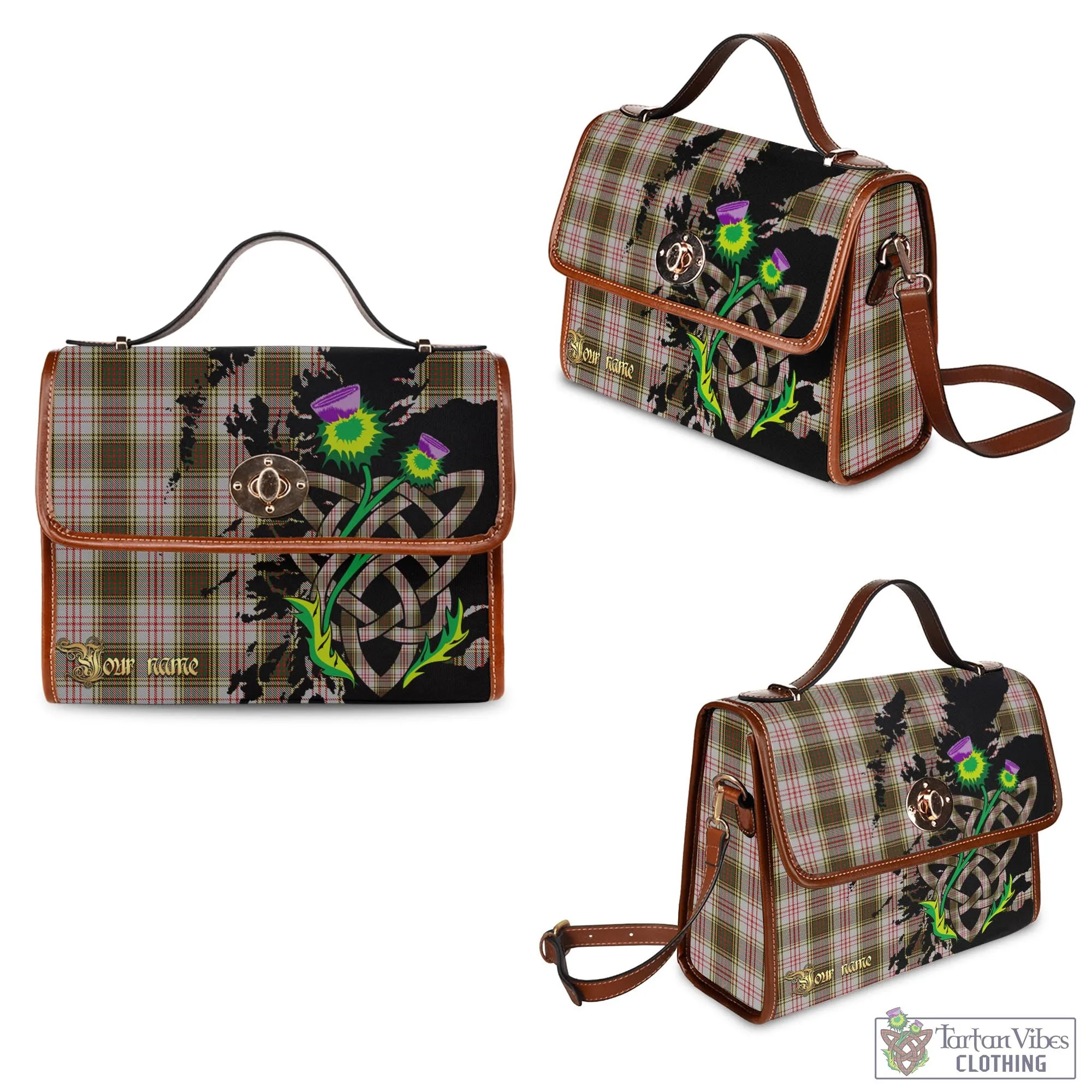 Anderson Dress Tartan Waterproof Canvas Bag with Scotland Map and Thistle Celtic Accents