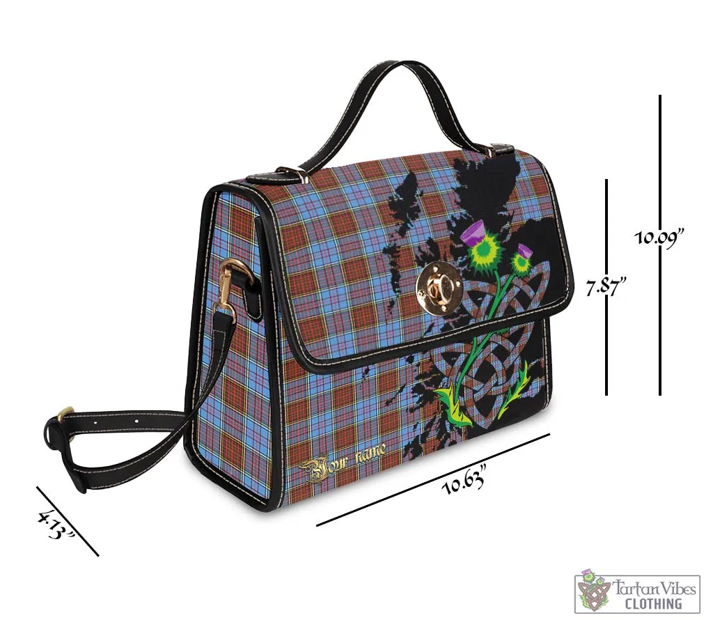 Anderson Modern Tartan Waterproof Canvas Bag with Scotland Map and Thistle Celtic Accents