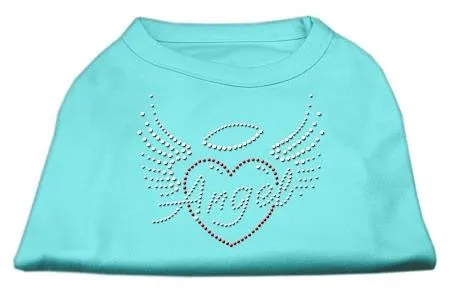 Angel Heart Rhinestone Dog Shirt Aqua Lg (14)