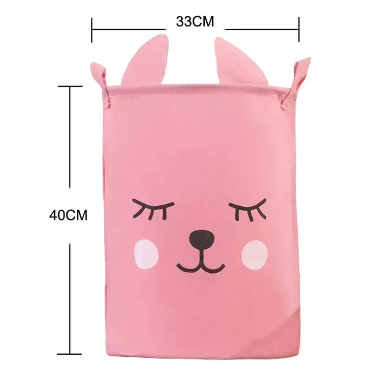 Anyhouz Storage Bag Rabbit Waterproof Folding Clothing Organizer Cartoon Cloth Art Storage Bucket Travel Wardrobe Organizer