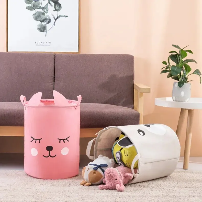 Anyhouz Storage Bag Rabbit Waterproof Folding Clothing Organizer Cartoon Cloth Art Storage Bucket Travel Wardrobe Organizer