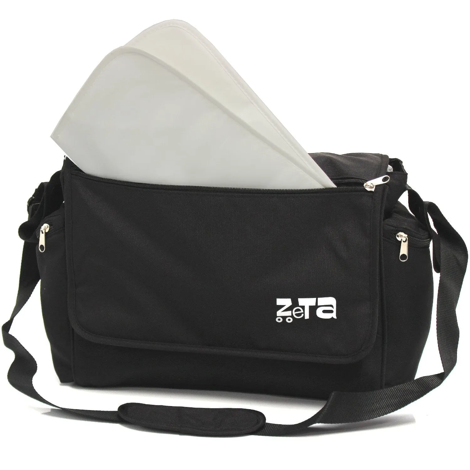 Baby Travel Zeta Changing Bag Plain BLACK Complete With Changing Matt  (Clearance)