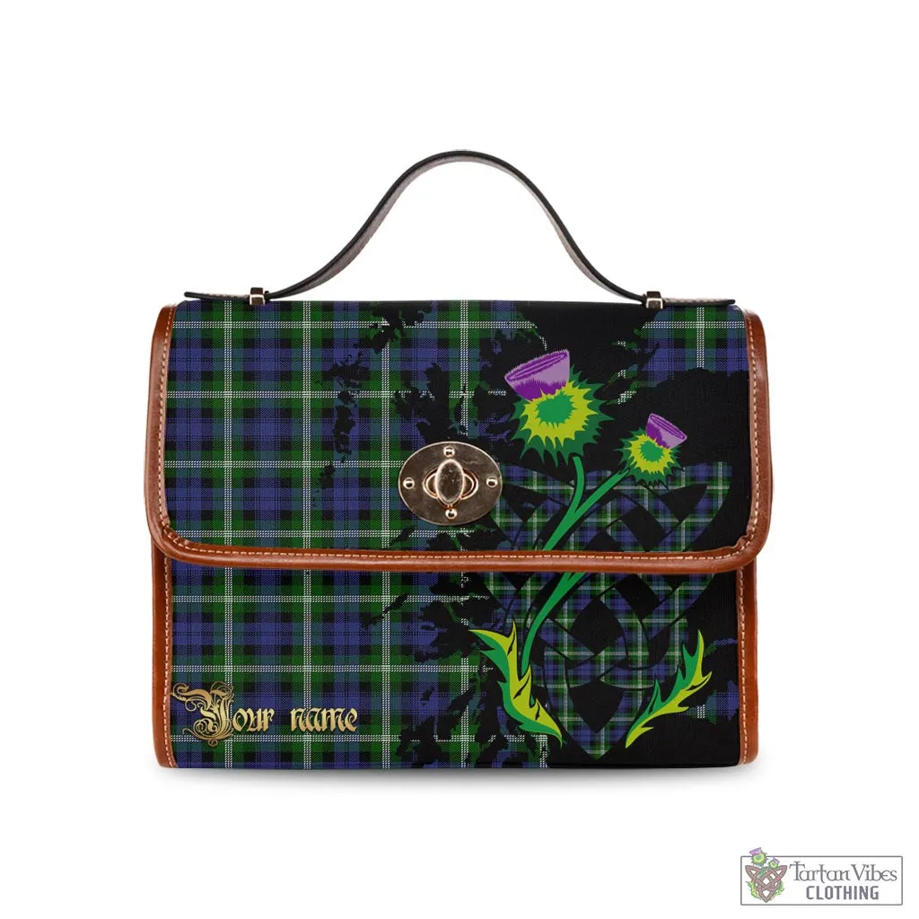 Baillie (Bailey) Tartan Waterproof Canvas Bag with Scotland Map and Thistle Celtic Accents