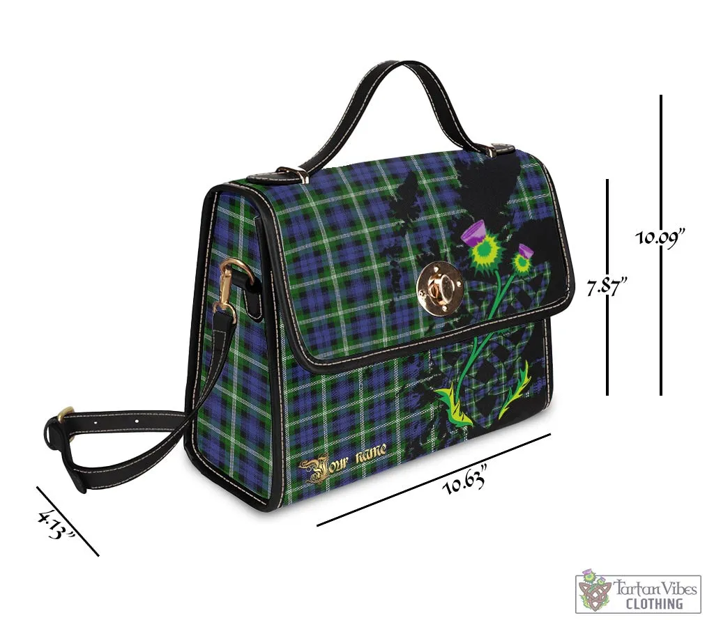 Baillie (Bailey) Tartan Waterproof Canvas Bag with Scotland Map and Thistle Celtic Accents