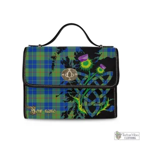 Barclay Hunting Ancient Tartan Waterproof Canvas Bag with Scotland Map and Thistle Celtic Accents