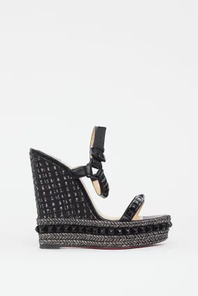 Black & Gold Cataclou Studded Metallic Wedge Sandal