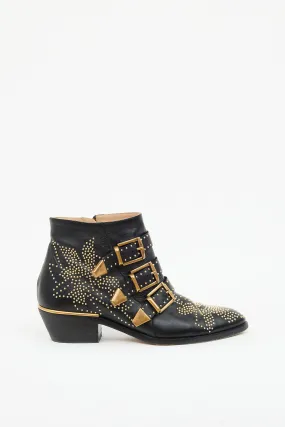 Black & Gold Susanna Studded Boots