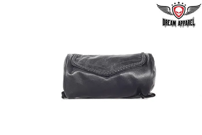 Black Leather Motorcycle Tool Bag