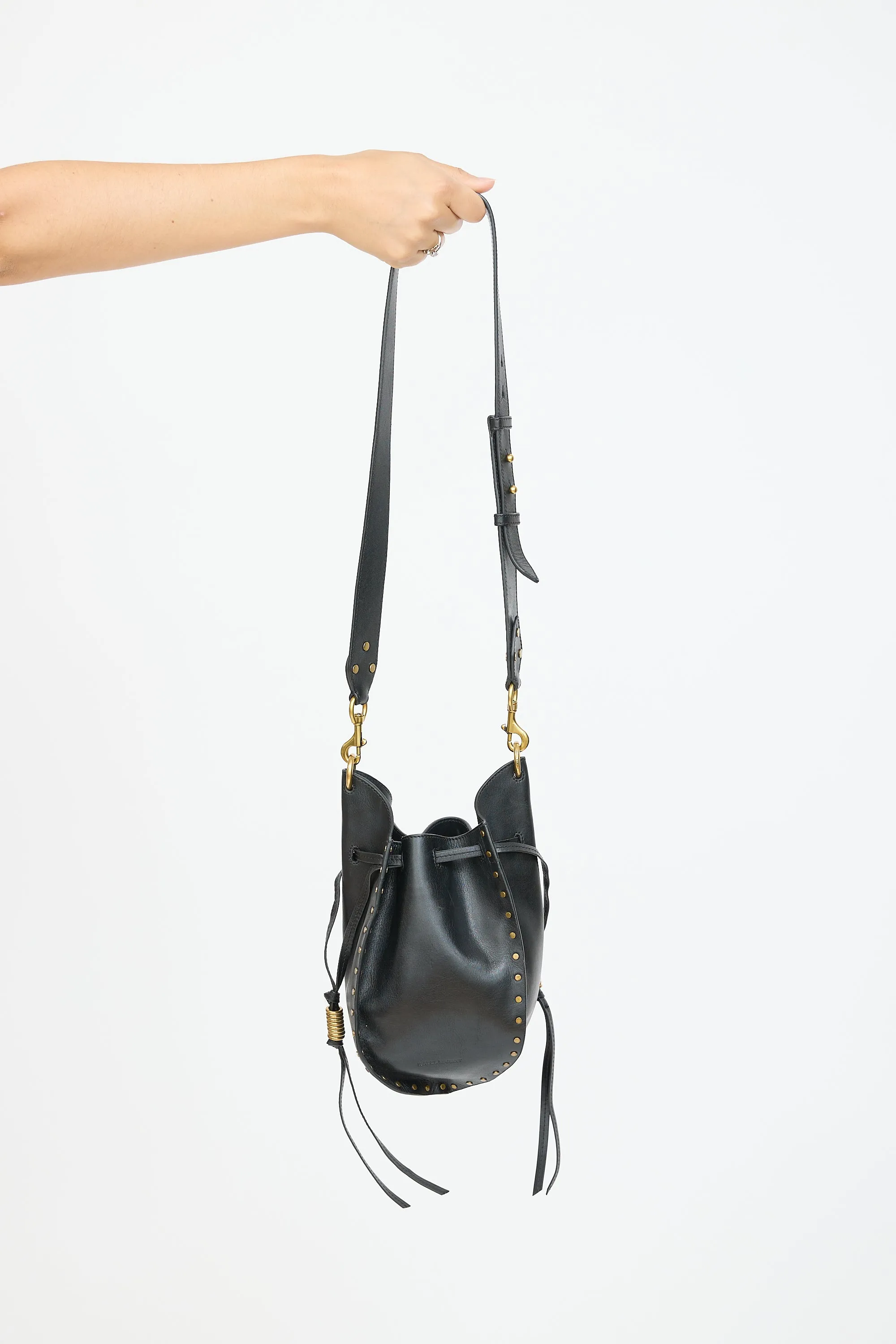 Black Leather Radja Studded Bucket Bag