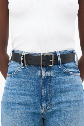 Black Leather Studded Belt