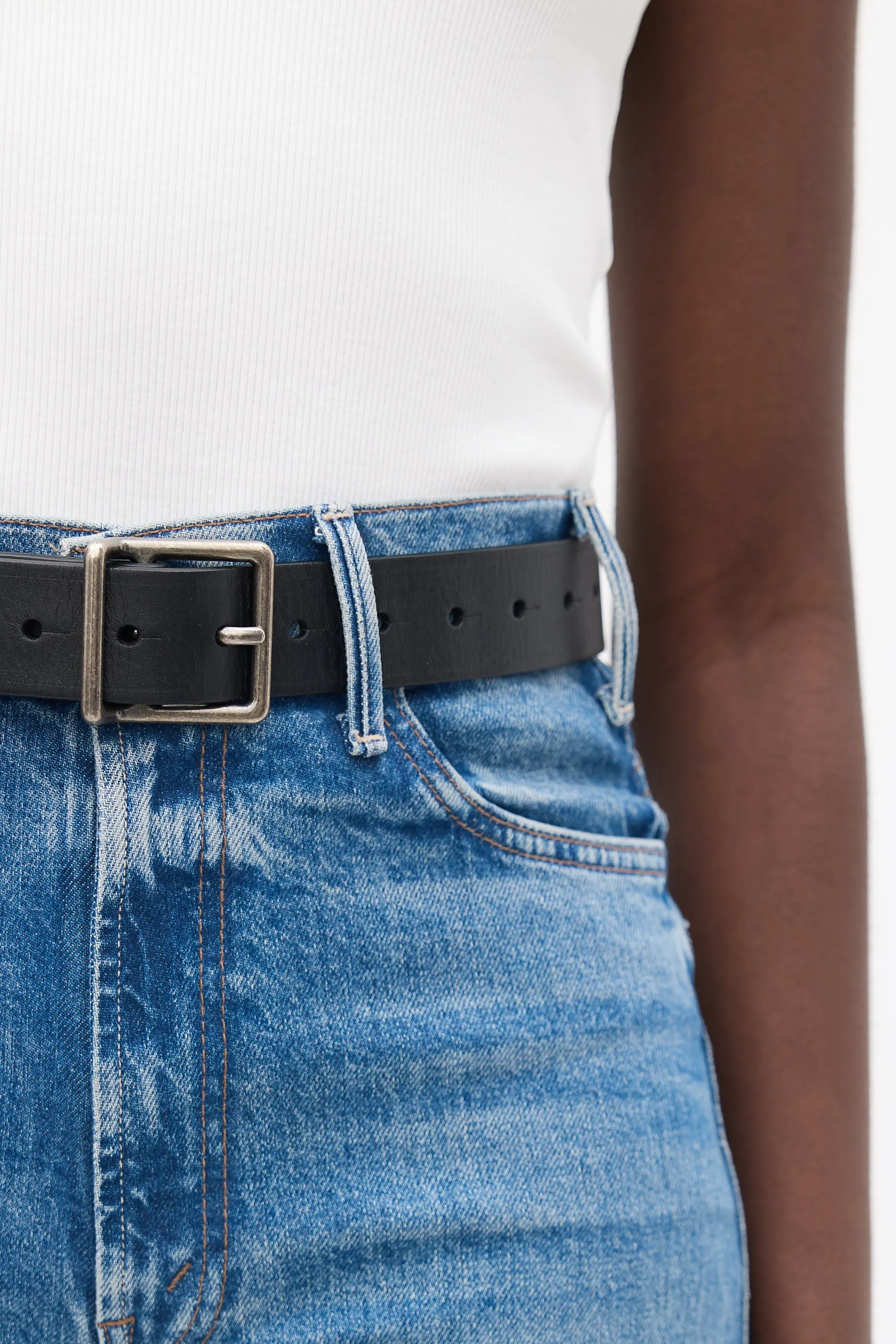 Black Leather Studded Belt