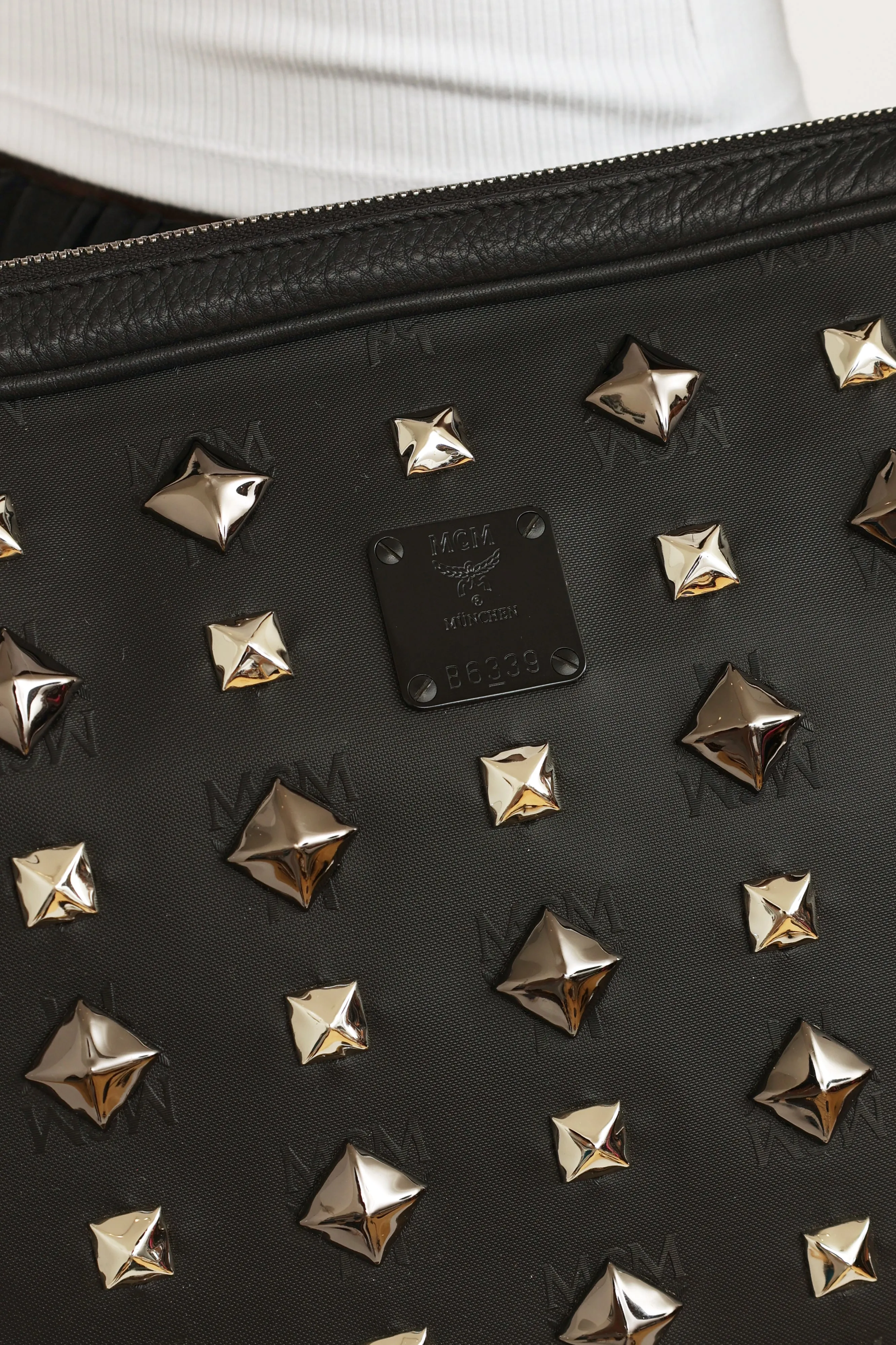 Black Monogram Studded Messenger Bag