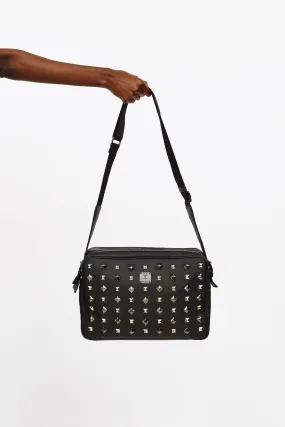 Black Monogram Studded Messenger Bag