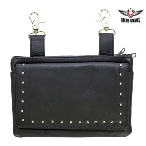 Black Naked Cowhide Leather Studded Belt Bag