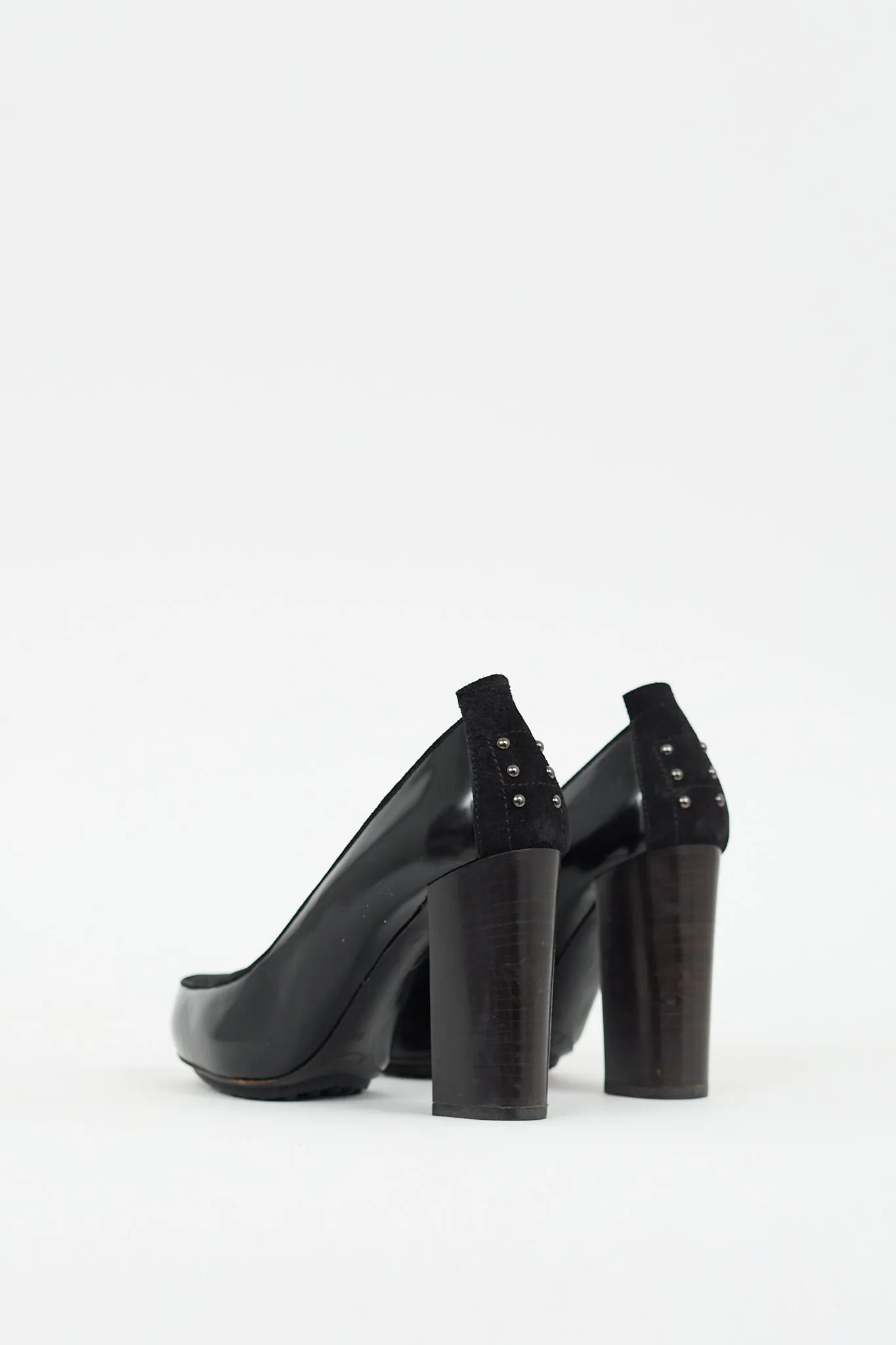 Black Suede & Leather Platform Pump