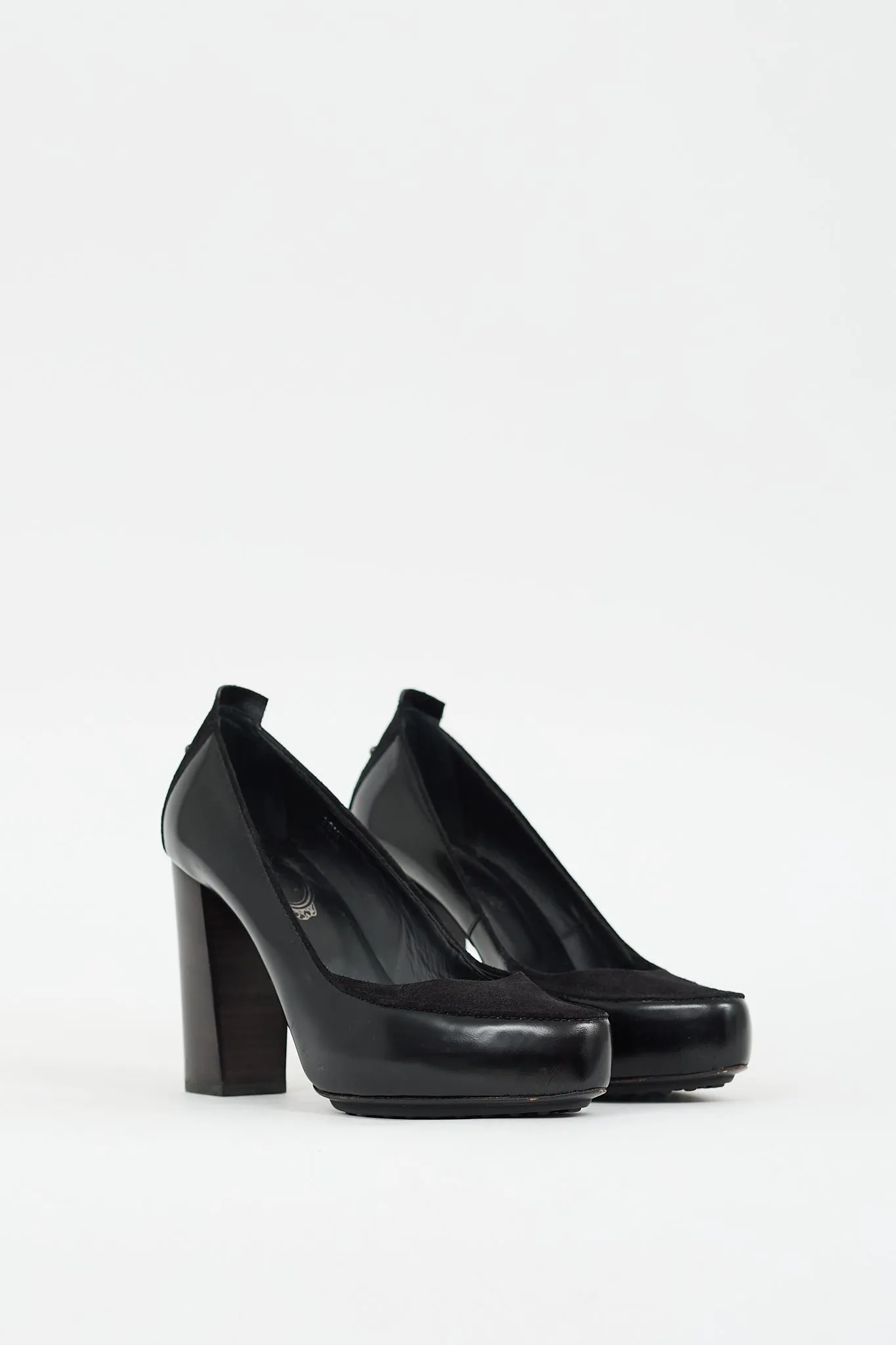 Black Suede & Leather Platform Pump