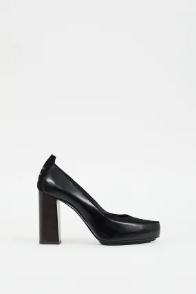 Black Suede & Leather Platform Pump