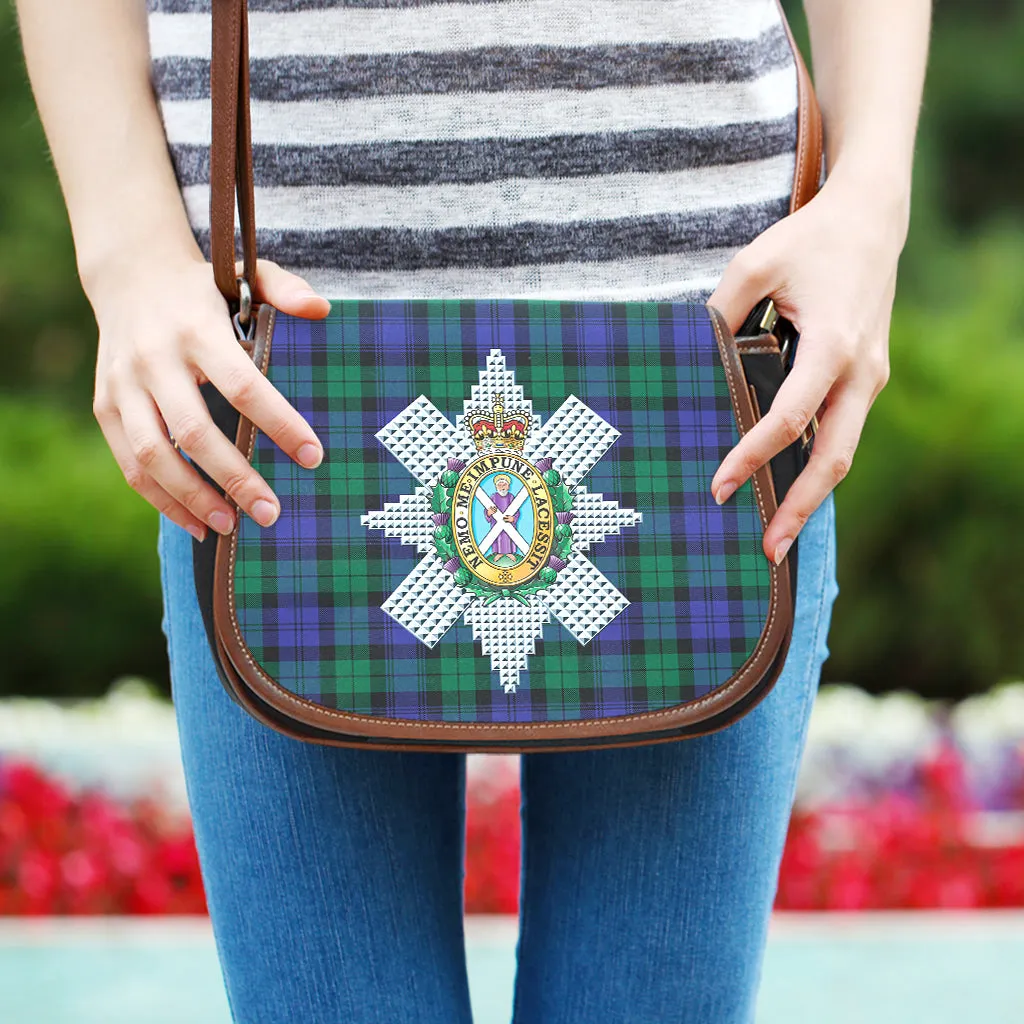 Black Watch Modern Tartan Saddle Bag with Family Crest