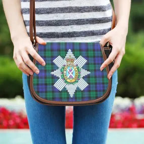 Black Watch Modern Tartan Saddle Bag with Family Crest