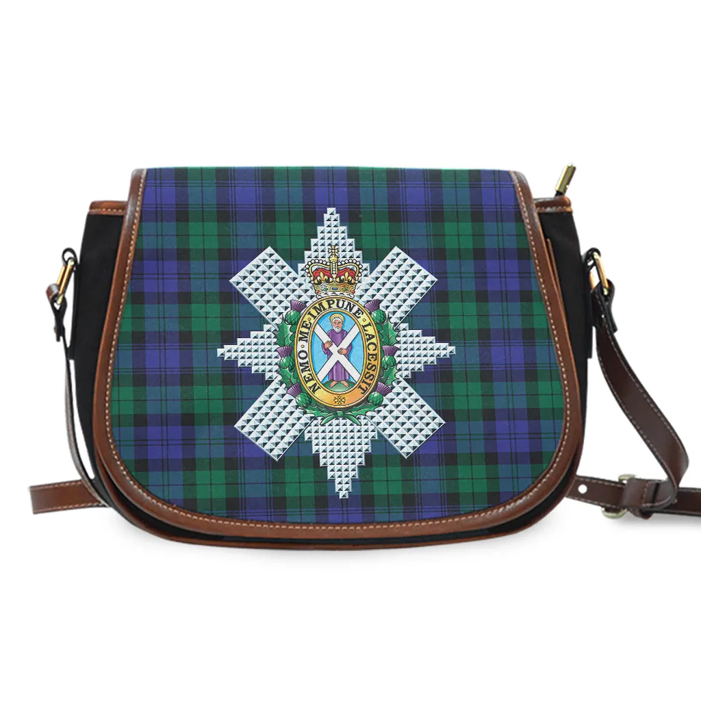 Black Watch Modern Tartan Saddle Bag with Family Crest