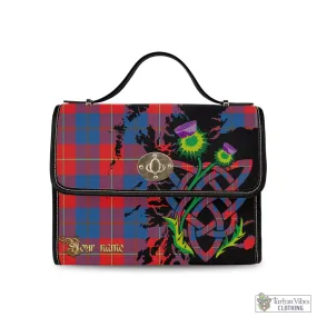 Blane Tartan Waterproof Canvas Bag with Scotland Map and Thistle Celtic Accents