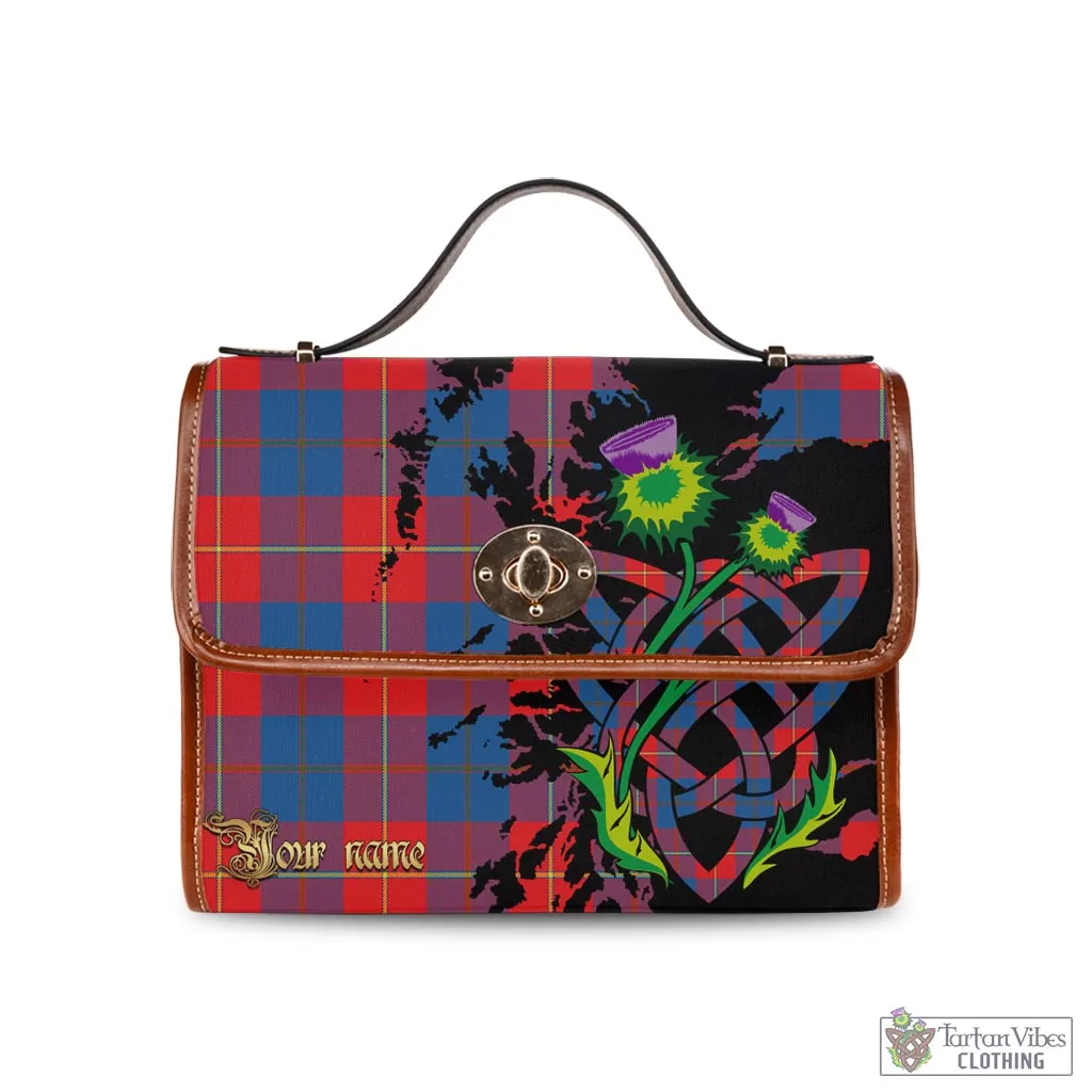 Blane Tartan Waterproof Canvas Bag with Scotland Map and Thistle Celtic Accents