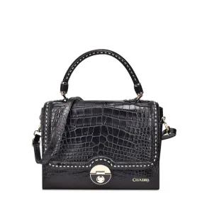 BO376AL - Cuadra black fashion alligator leather ladies purse handbag for women