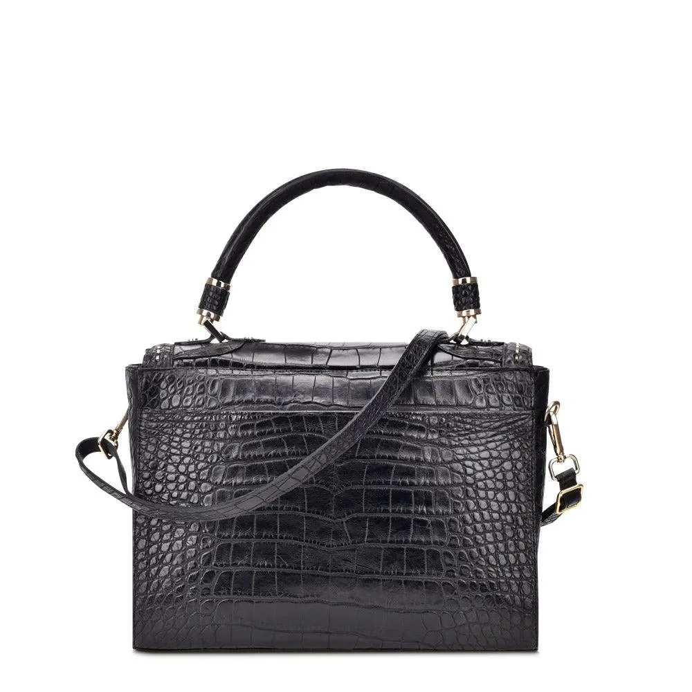 BO376AL - Cuadra black fashion alligator leather ladies purse handbag for women