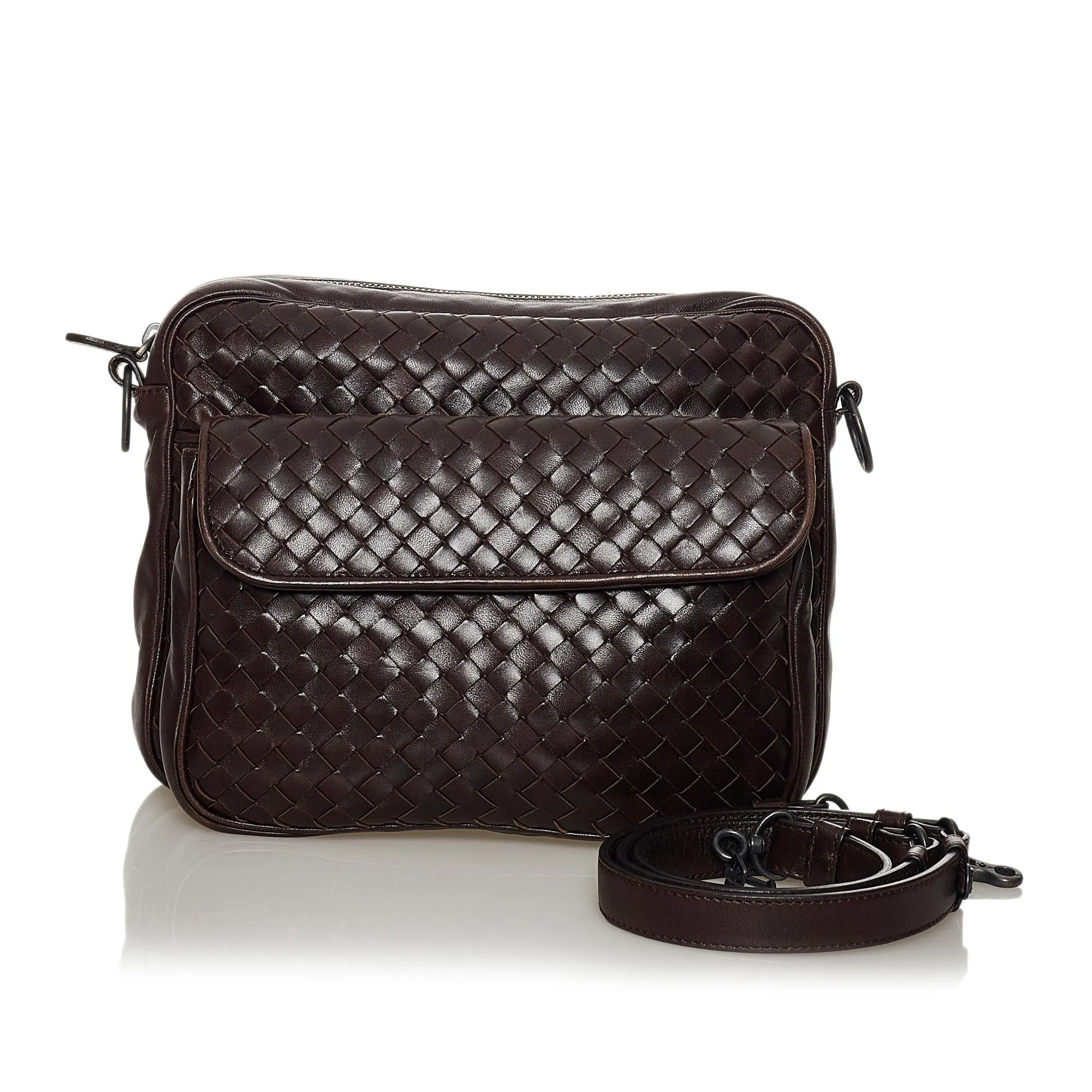 Bottega Veneta Intrecciato Leather Crossbody Bag (SHG-33424)