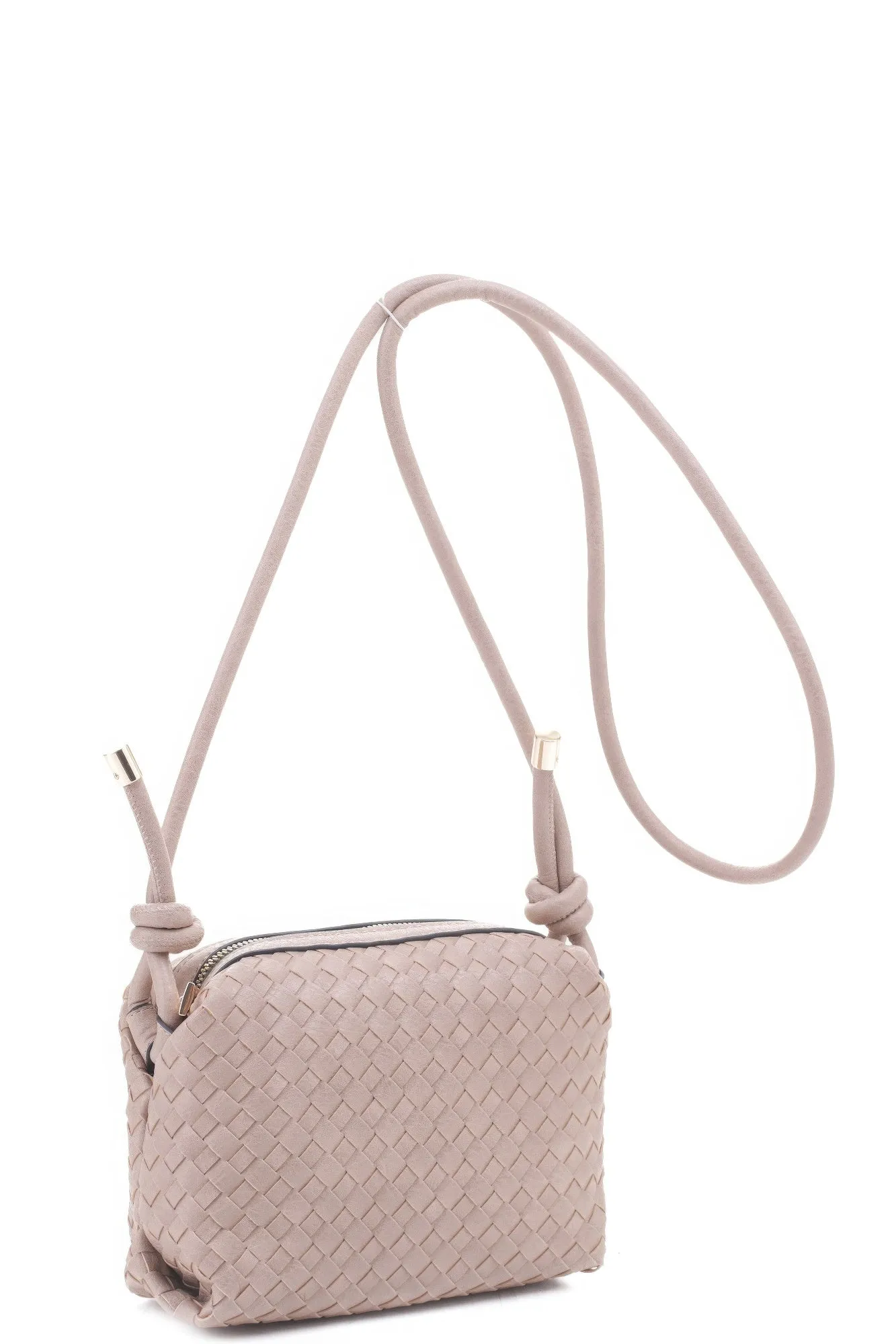 Braid Texture Zipper Crossbody Bag