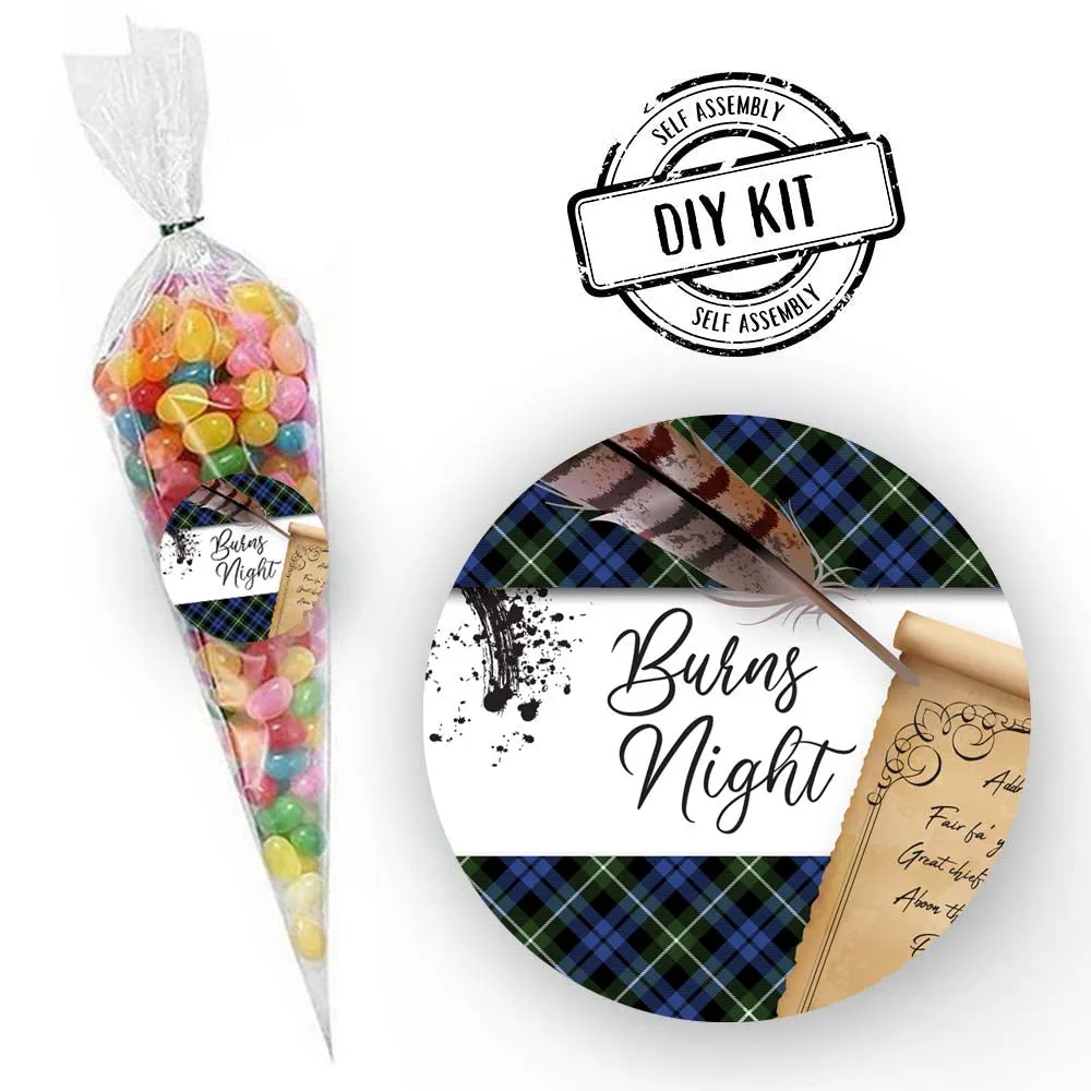 Burns Night Scroll Sweet Cone Bag Favour Kit - Pack of 15