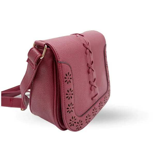 CAMELA - Red Vegan Leather Saddle Shoulder Bag