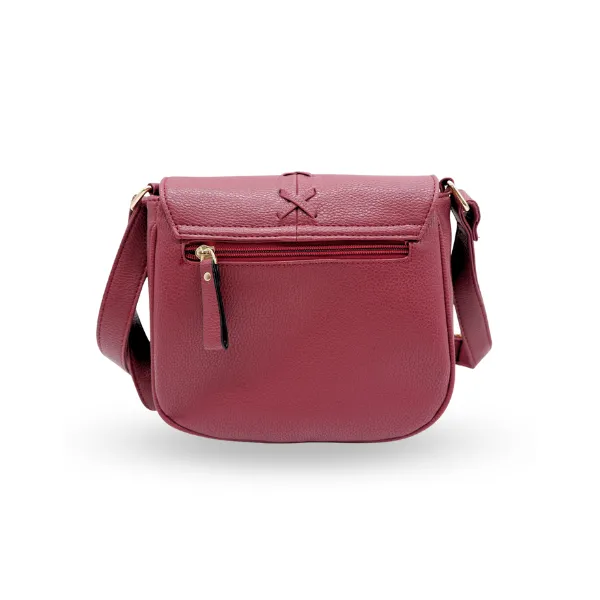 CAMELA - Red Vegan Leather Saddle Shoulder Bag