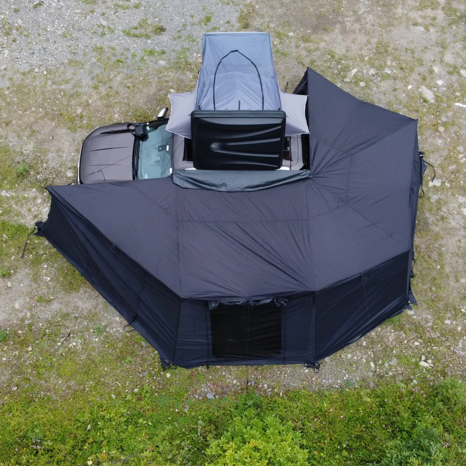 Camping Car SUV Roof Tent Free Standing 360 Degree Foxwing Awning Annex Room With Sidewall Cover