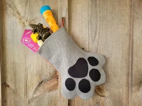 Cat or Dog Christmas Stocking, Quilted Pet Paw Gift Bag