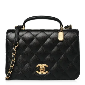 Caviar Quilted Mini Top Handle Flap Black