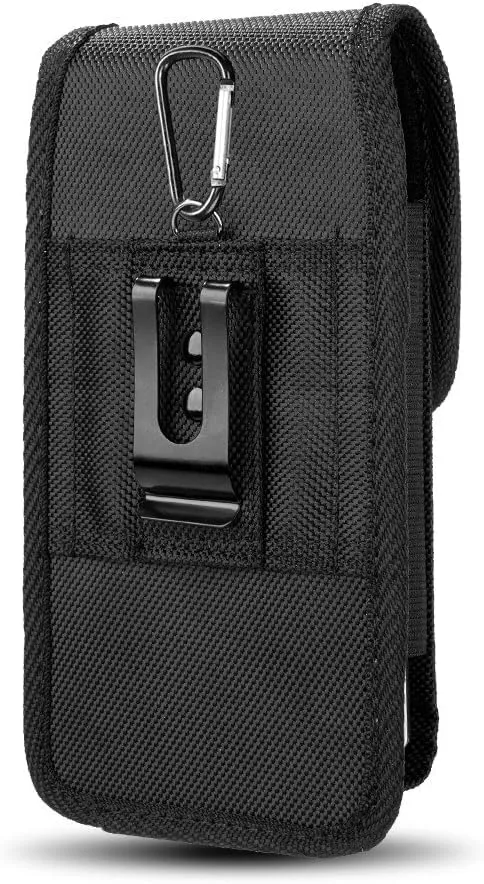 Cell Phone Pouch Nylon Holster Case with Belt Clip Cover for Samsung Galaxy S23 Plus / S23 Ultra / A54 5G / A14 5G / Note 20 Ultra/Celero Plus 5G / iPhone 14 Pro Max Case with Metal Clip